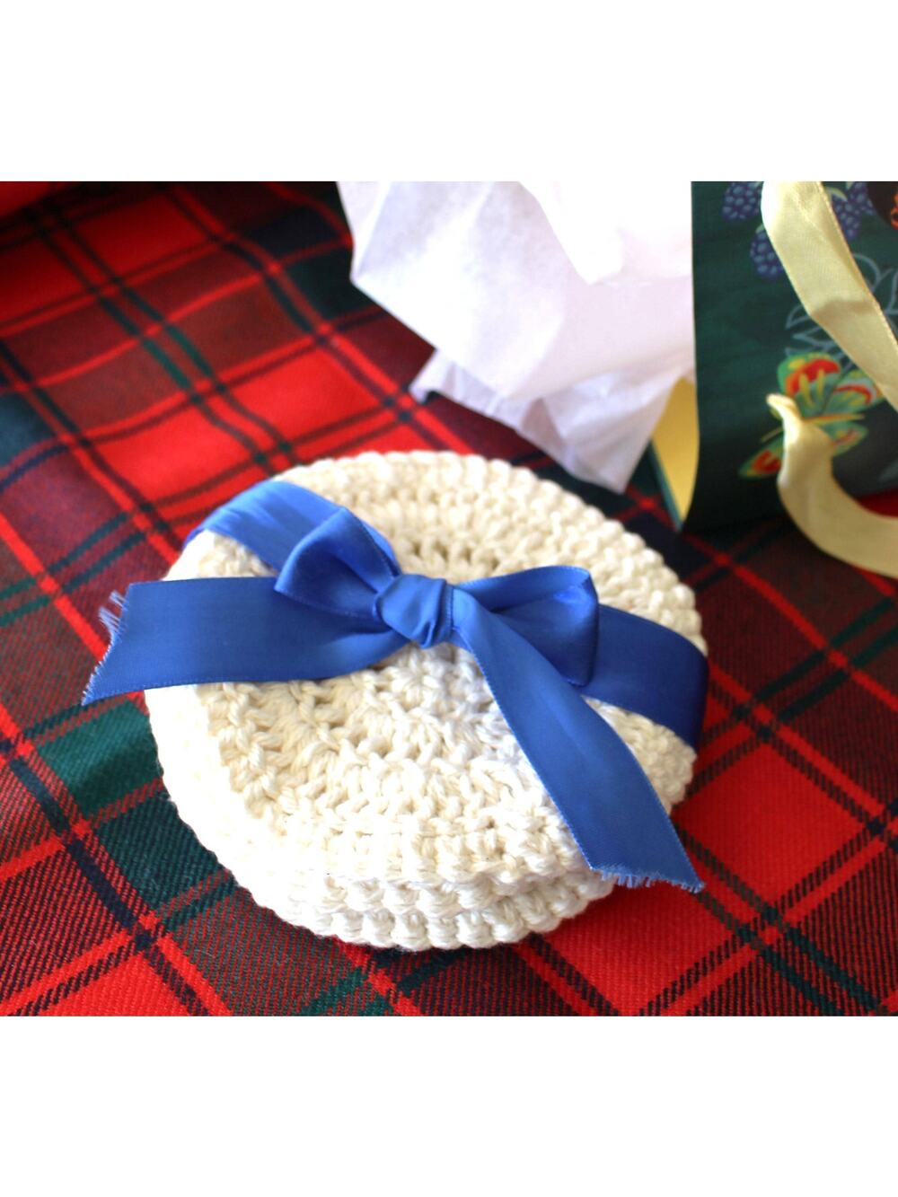 Set of 4 Handmade Crocheted Coasters, Cottagecore Doily-Style Drink Coasters